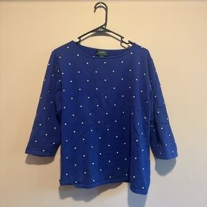 Lauren Ralph Lauren Royal Blue Top with White Dots